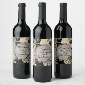 Chic Elegant Fabulous 50th Birthday          Wine Label