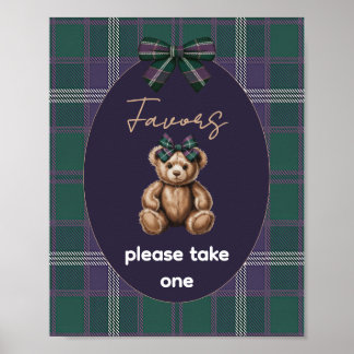 Chic Elegant Fancy Bear Favor Sign