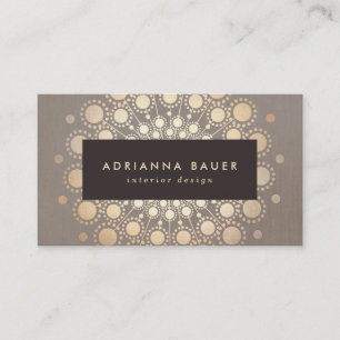 Chic Elegant Faux Gold Foil Circles Taupe Business Card
