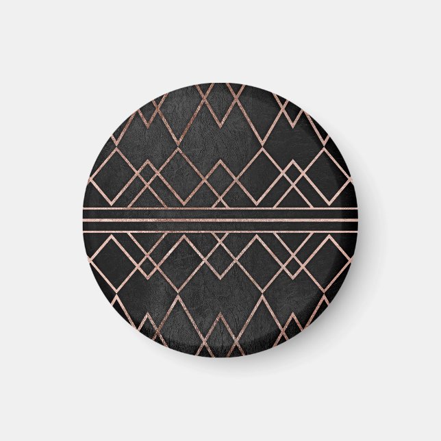 Chic & Elegant Faux Rose Gold Geometric Triangles Magnet (Front)
