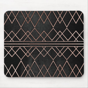 Chic & Elegant Faux Rose Gold Geometric Triangles Mouse Mat