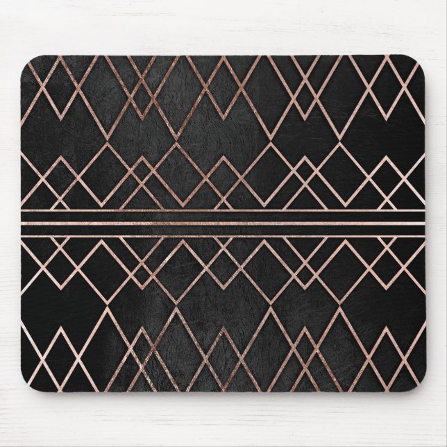 Chic & Elegant Faux Rose Gold Geometric Triangles Mouse Mat (Front)
