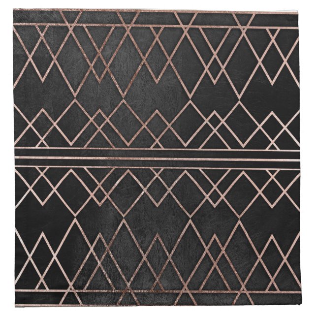 Chic & Elegant Faux Rose Gold Geometric Triangles Napkin (Front)