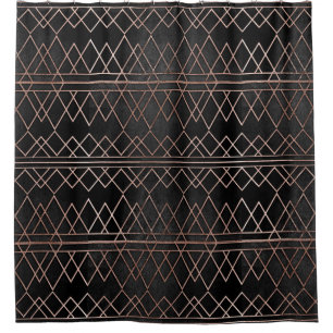 Chic & Elegant Faux Rose Gold Geometric Triangles Shower Curtain