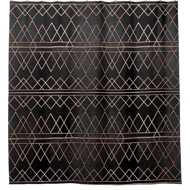 Chic & Elegant Faux Rose Gold Geometric Triangles Shower Curtain (Front)
