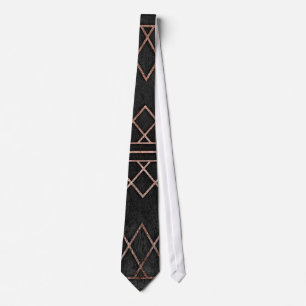 Chic & Elegant Faux Rose Gold Geometric Triangles Tie