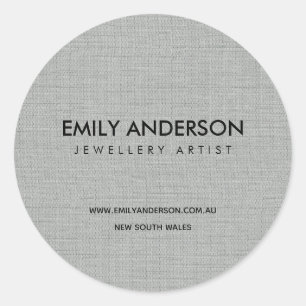 CHIC ELEGANT FAUX SILVER FABRIC TEXTURE BUSINESS CLASSIC ROUND STICKER