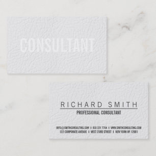 Chic elegant faux white leather plain professional business card