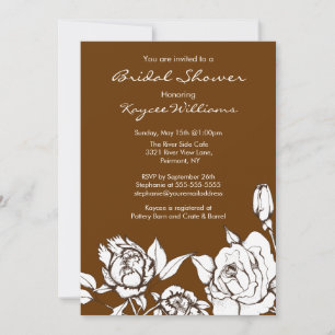 Chic Elegant Floral Bridal Shower Invitation Brow