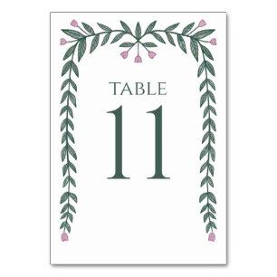 Chic Elegant Floral Frame Botanical Vines Pink Table Number