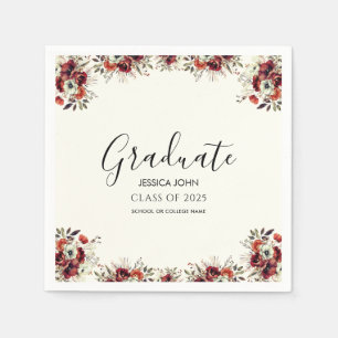 Chic Elegant Floral Graduate Party Graduation  Napkin