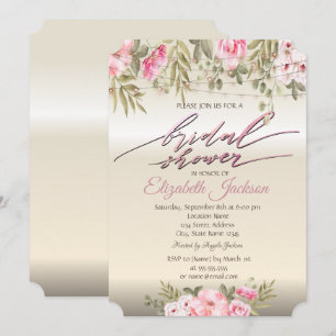 Chic Elegant Floral String Lights Bridal Shower Invitation