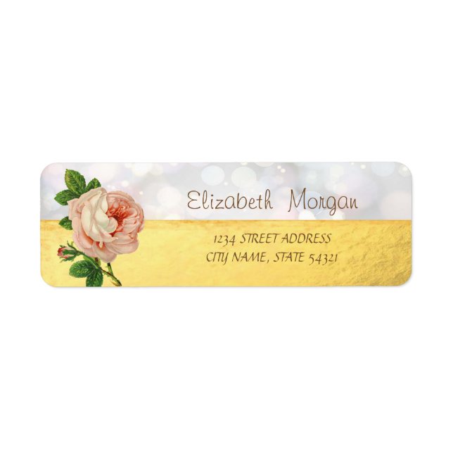 Chic Elegant,Gold,Bokeh Flower   Address Label (Front)
