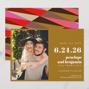 Chic Elegant Gold Bold Geometric Photo Wedding Save The Date