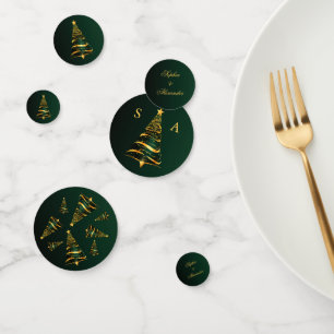 Chic Elegant Gold Christmas Tree Monogram Wedding Confetti