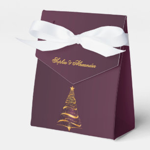 Chic Elegant Gold Christmas Tree Thank You Wedding Favour Box