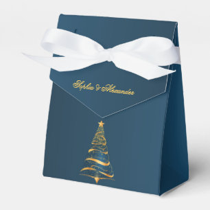Chic Elegant Gold Christmas Tree Thank You Wedding Favour Box