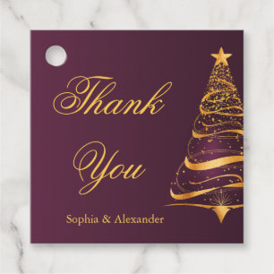 Chic Elegant Gold Christmas Tree Thank You Wedding Favour Tags