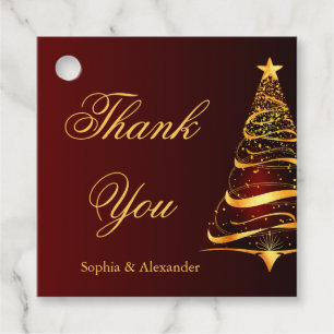 Chic Elegant Gold Christmas Tree Thank You Wedding Favour Tags