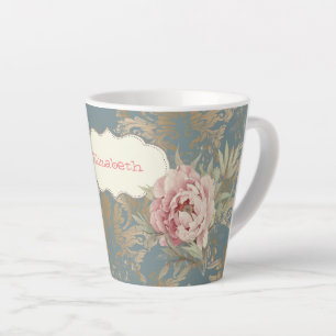 Chic Elegant Gold Damask Roses Latte Mug