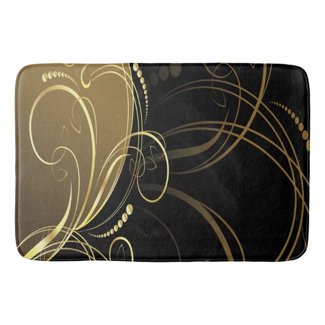 Chic,elegant,gold,floral,pattern,trendy,girly,mode Bath Mat (Front)
