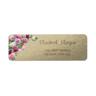 Chic Elegant,Gold,Flowers Address Label