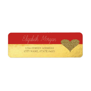 Chic Elegant,Gold,Glitter Heart Address Label