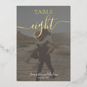 Chic elegant Gold photo chart wedding table number