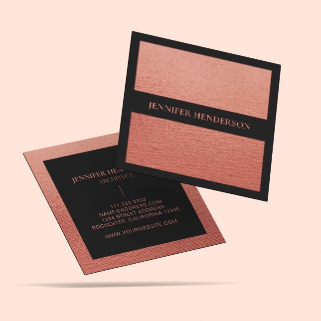 Chic Elegant Gold Pink Texture Professional Script Square Business Card (Creator Uploaded)
