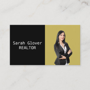 Chic Elegant Gold Two Tone Real Estate Agent Photo Business Card