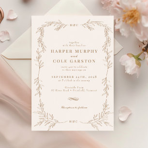 Chic Elegant Gold Vine Greenery Frame Wedding Invitation