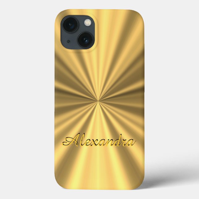 Chic elegant golden personalised faux metallic Case-Mate iPhone case (Back)