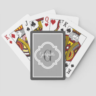 Chic Elegant Grey Charcoal Monogram Playing Cards