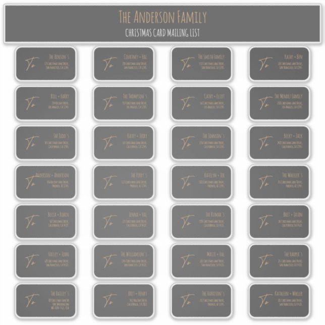 Chic Elegant Grey Christmas Card Mailing Label Set (Front)