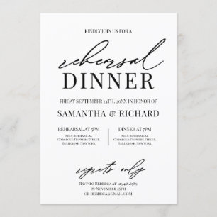 Chic elegant handwritten rustic rehearsal dinner invitation