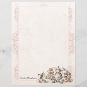 Chic Elegant High Tea Your Name Stationery Paper