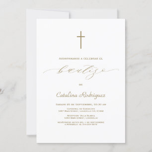 Chic Elegant Invitacion De Bautizo Girl Baptism  Invitation