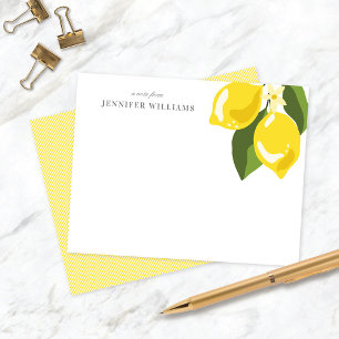 Chic Elegant Lemon Yellow Personalised Notecards