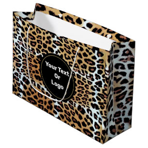 Chic Elegant Leopard Animal Print Personalised  Large Gift Bag
