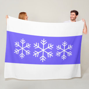 Chic Elegant Light Purple White Stripes Snowflakes Fleece Blanket