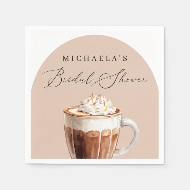 Chic Elegant Love is Brewing Coffee Bridal Shower Napkin (Front)