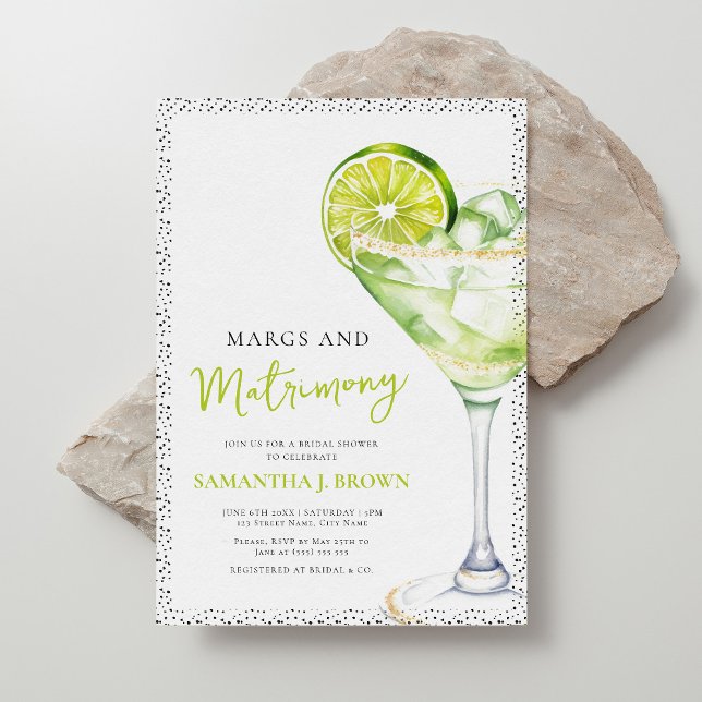 Chic Elegant Margs and Matrimony Bridal Shower Invitation (Creator Uploaded)