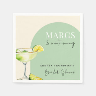 Chic Elegant Margs and Matrimony Bridal Shower Napkin