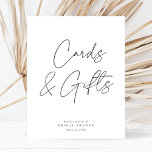 Chic Elegant Minimal Bridal Shower Cards Gift Sign<br><div class="desc">This chic and minimalist bridal shower cards & gifts sign features a classic white background paired with simple yet elegant dark grey typography and calligraphy. Simply edit the template with your info and choose any options. All colors in this template are customizable, even the script. From modern to traditional, this...</div>