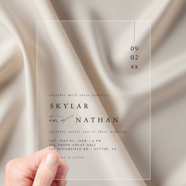 Chic Elegant Minimalist Affordable Luxury Wedding Acrylic Invitations (Creator Uploaded)