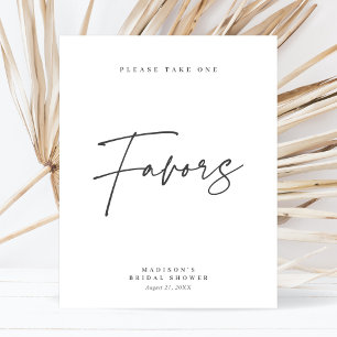 Chic Elegant Minimalist Bridal Shower Favours Sign