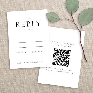 Chic Elegant Minimalist Type Black & White Wedding RSVP Card