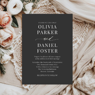Chic Elegant Modern Minimalist Wedding Invitation