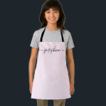 Chic Elegant Modern script Name Apron<br><div class="desc">She'll love a personalised apron as she bakes those goodies,  cooks delicious dishes or work with her plants. A perfect gift to encourage her talents. Black script for the name with long-tail embellishments. See other apron sizes.</div>