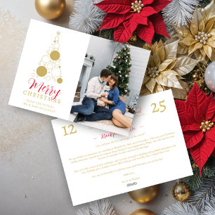Chic Elegant Modern Wedding Christmas Tree Photo Holiday Card